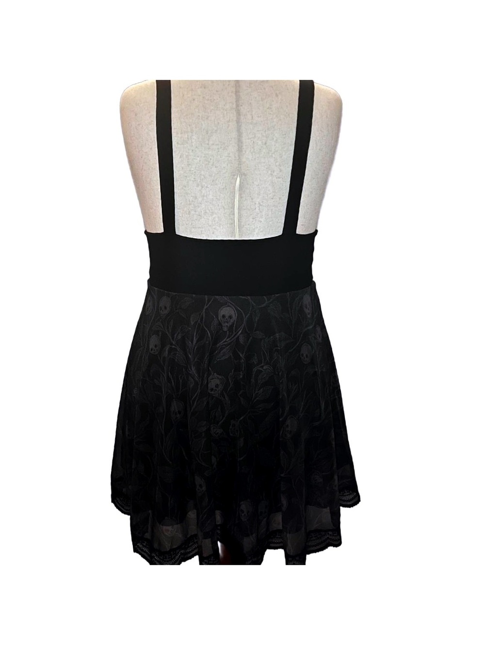 Hot Topic Black Gothic Underbust Suspender Dress with Skull Print Skirt XL - Picture 3 of 4